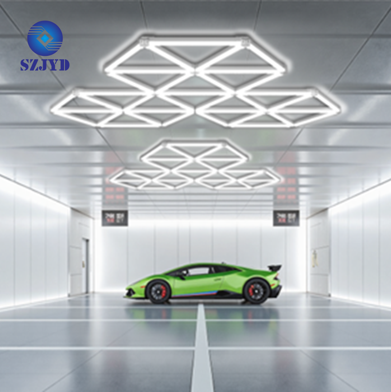 JYD-HGL-0036F Deformable LED Linear High Bay Lamp Hanging Hexagon Detailing LED Home Hexagon Modular Canopy Working Garage Light